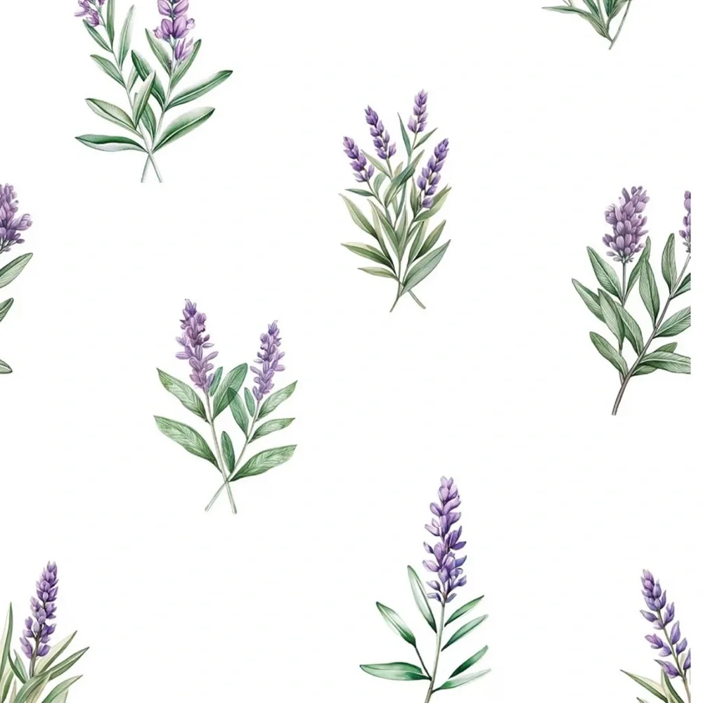 Lavender Sprig Wallpaper – Purple Floral Peel and Stick Wall Decor